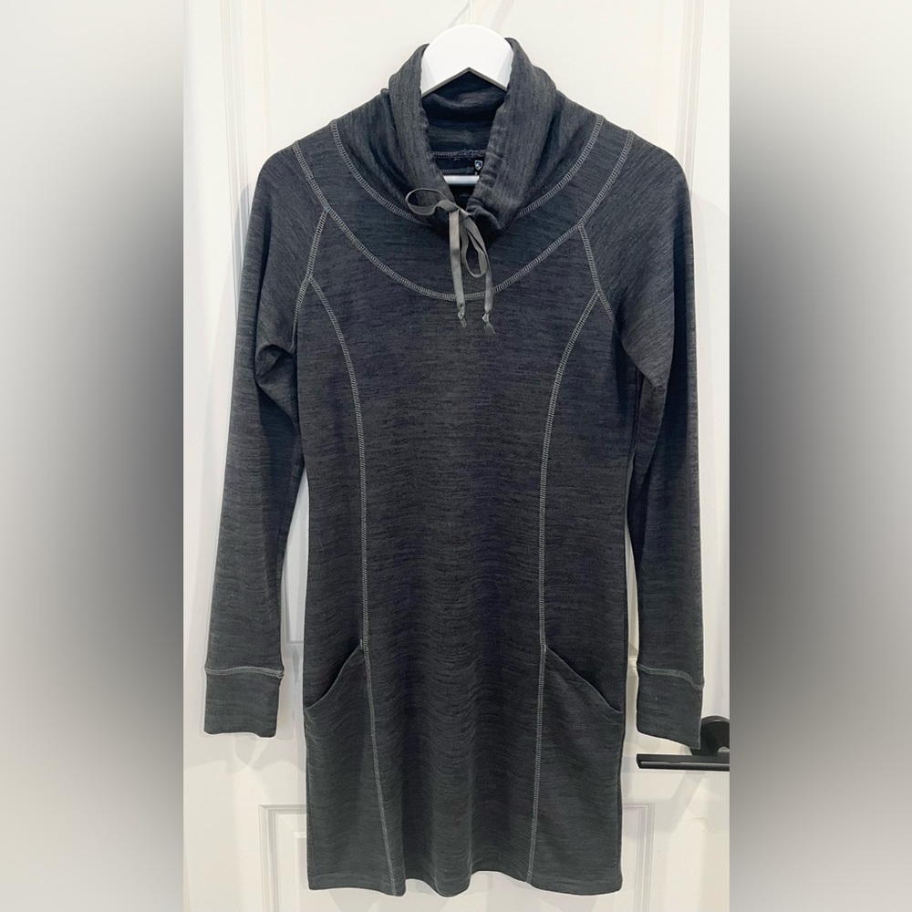Kuhl Women’s Lea Dress Cowl Neck Long Sleeve Pocket Cabincore Gray Small - Picture 2 of 10